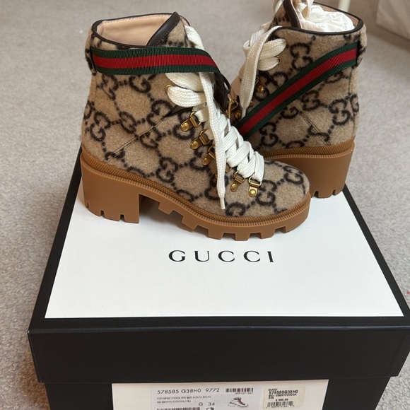 Gucci GG ankle boots 4 size wool covered - Picture 1 of 10